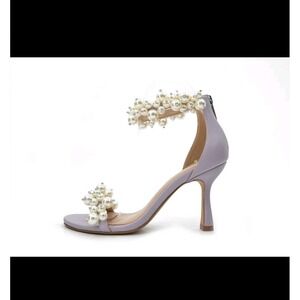 Lauren Lorraine Fiesta Open Toe Formal Dress Heels Pearl  Straps NIB Size 9 $139